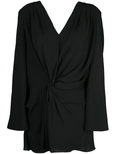Cinq À Sept Cecil Twist-front Crepe Mini Dress In Black