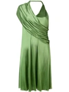 Lanvin One-shoulder Draped Jersey Dress In Green