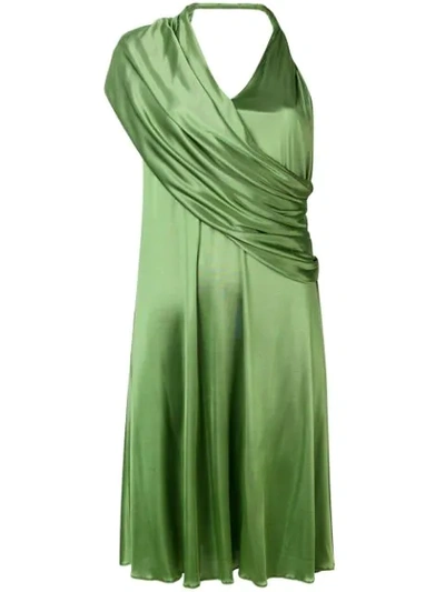 Lanvin One-shoulder Draped Jersey Dress In Green