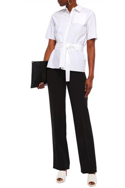 Lanvin Tie-front Stretch Cotton-poplin Shirt In White