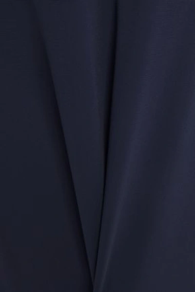 Michelle Mason Asymmetric Draped Cady Midi Dress In Navy
