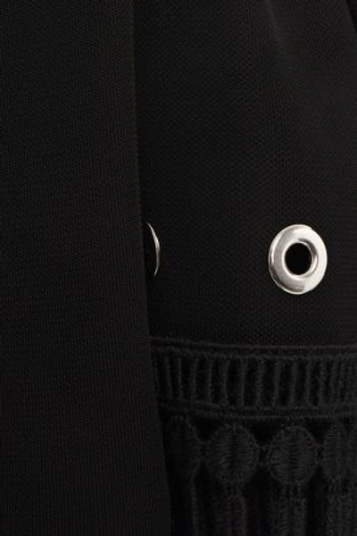 Andrew Gn Fringed Embellished Jersey Blouse In Black