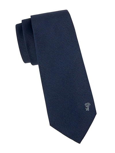 Versace Solid Silk Tie In Navy