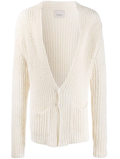 Laneus Open Knit Mid-length Cardigan In Neutrals