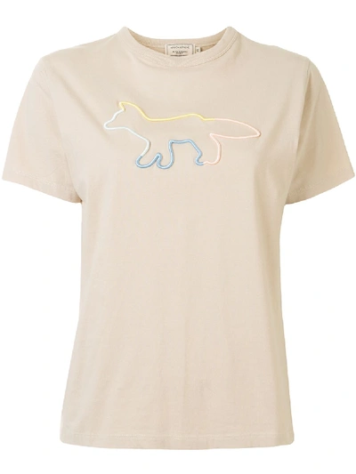 Maison Kitsuné Short Sleeve Rainbow Fox T-shirt In Brown