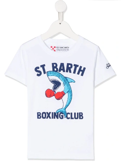Mc2 Saint Barth Teen St Barth Boxing Club Printed T-shirt In White