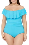 La Blanca Off The Shoulder One-piece Swimsuit In Pool