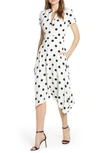 Karl Lagerfeld Polka Dot Faux Wrap Front Dress In S.wht/ Black