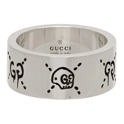 Gucci Sterling Silver Ghost Wide Band Ring