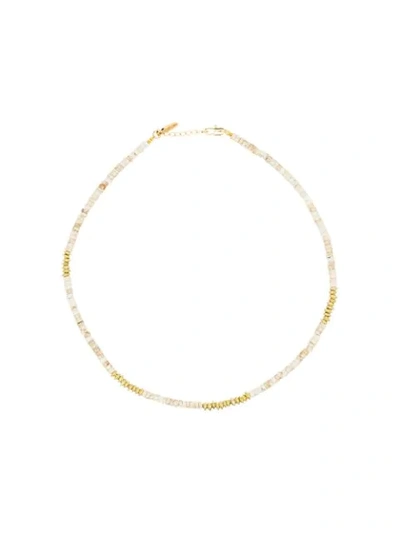 All The Must Gold-plated Precious Heishi Beaded Necklace In White