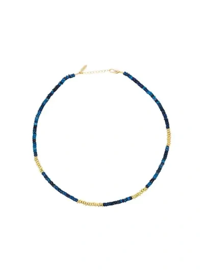 All The Must Gold-plated Heishi Beaded Necklace In Blue