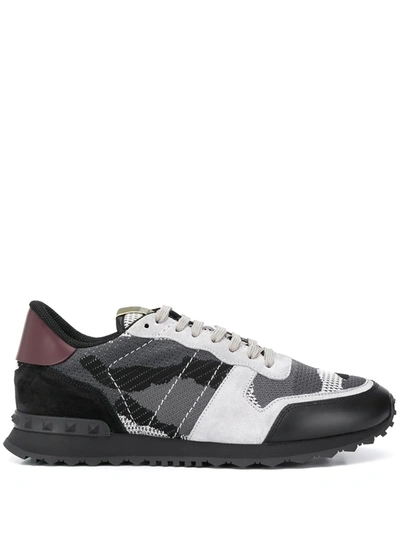 Valentino Garavani Rockrunner Low-top Sneakers In Grey