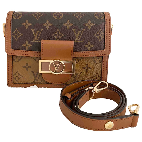 Pre-Owned Louis Vuitton Dauphine Mini Brown Cloth Handbag | ModeSens