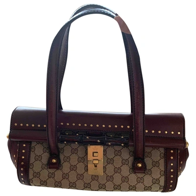 Pre-owned Gucci Cloth Handbag In Burgundy