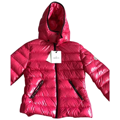 Pre-owned Moncler Hood Leather Coat In Pink