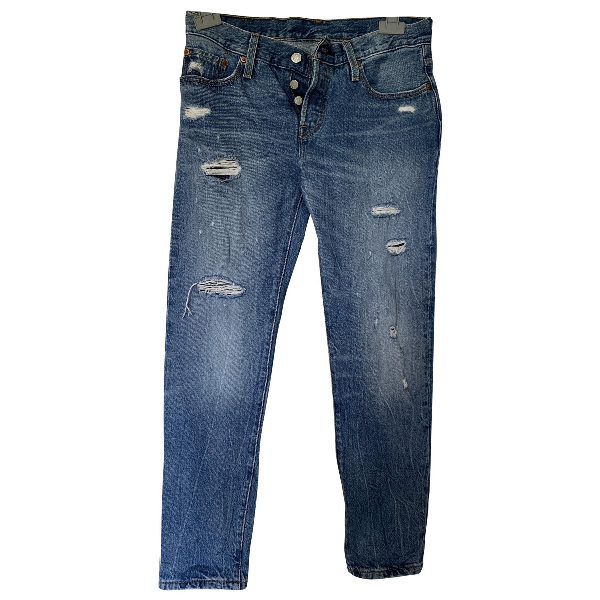 Pre-Owned Levi&#39;s 501 Blue Cotton Jeans | ModeSens