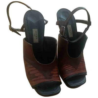 Pre-owned Loewe Leather Sandals In Brown