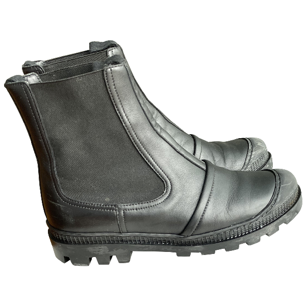 loewe logo print canvas trimmed leather ankle boots