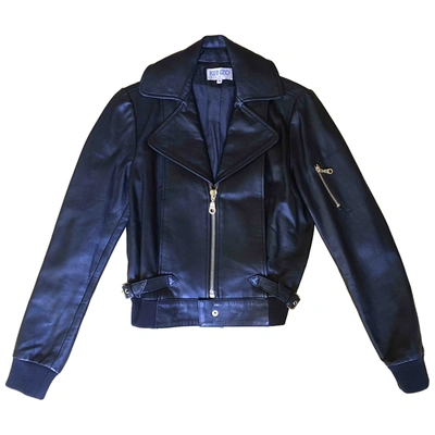 Pre-owned Kenzo Leather Jacket In Black