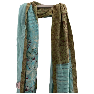 Pre-owned Stella Forest Silk Stole In Turquoise