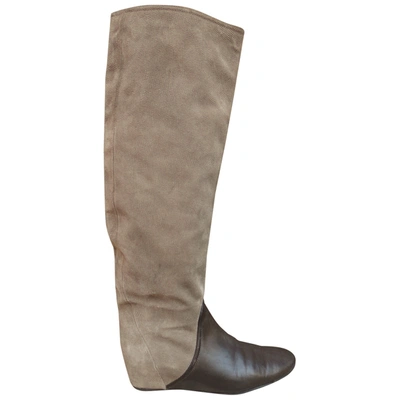 Pre-owned Lanvin Riding Boots In Beige