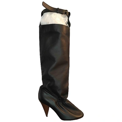 Pre-owned Celine Soft Ballerina Black Leather Boots