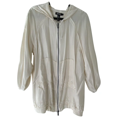 Pre-owned Dkny Silk Jacket In White