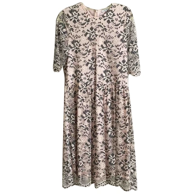 Pre-owned Ganni Lace Mid-length Dress In Pink