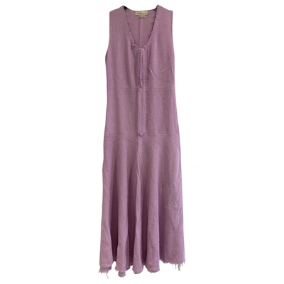 Pre-owned Merchant Archive Wool Mid-length Dress In Purple