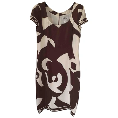 Pre-owned Genny Silk Mid-length Dress In Brown