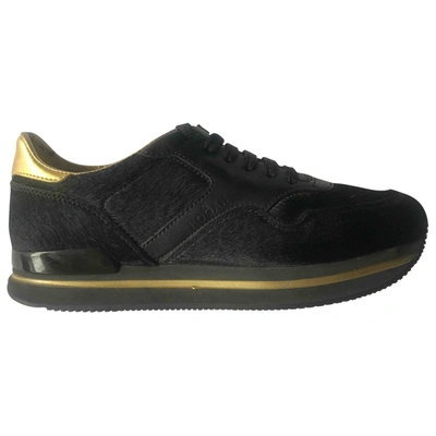 Pre-owned Hogan Pony-style Calfskin Trainers In Black