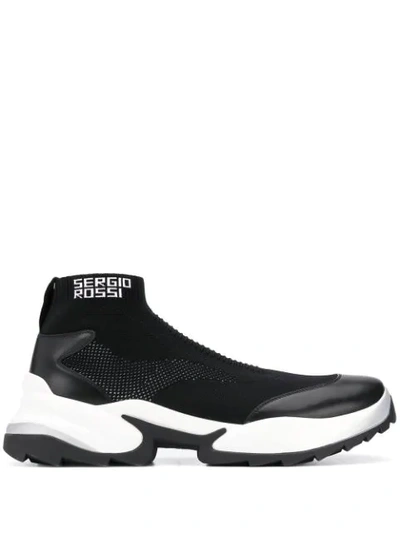Sergio Rossi Extreme Sock Sneakers In Black