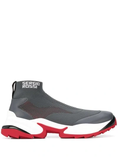 Sergio Rossi Extreme Sock Style Sneakers In Grey