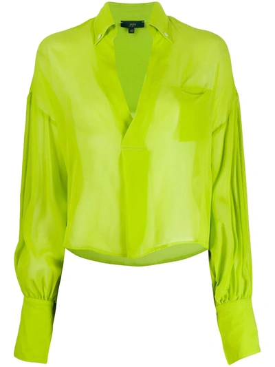 Jejia Sheer Cropped Shirt In Green