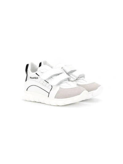 Dsquared2 Kids' Low-top Touch Strap Sneakers In White