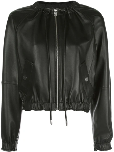 Proenza Schouler White Label Lightweight Leather Bomber Jacket In Black