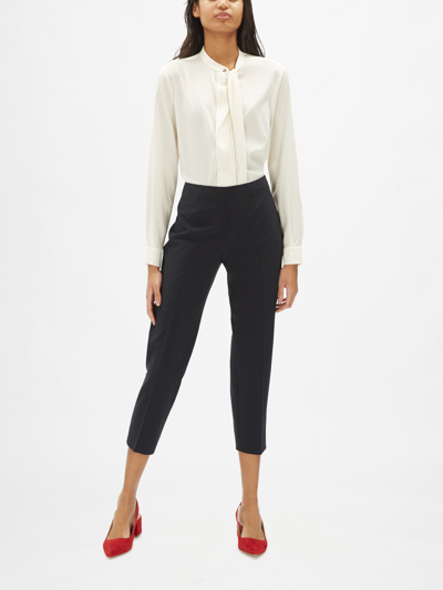 Piazza Sempione Audrey Straight-leg Stretch-wool Cropped Trousers In Black