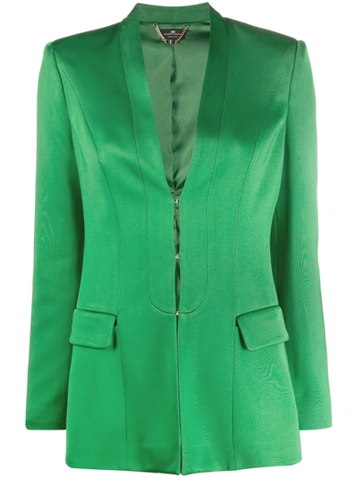 Elisabetta Franchi Viscose Blend Blazer In Green In Light Green