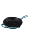 Le Creuset Signature Handle 9 Inch Enamel Cast Iron Skillet In Caribbean