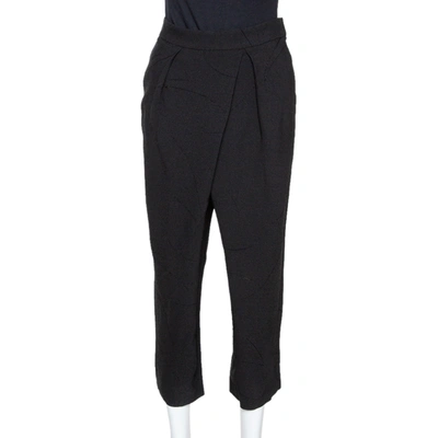 Pre-owned Chloé Black Textured Crepe Cropped Pants L