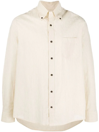 Nanushka Kaleb Striped Cotton Button-down Shirt In Neutral