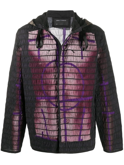Craig Green Elastic-quilted Body-print Cotton Jacket In Purple