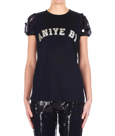 Aniye By Women's Black Cotton T-shirt