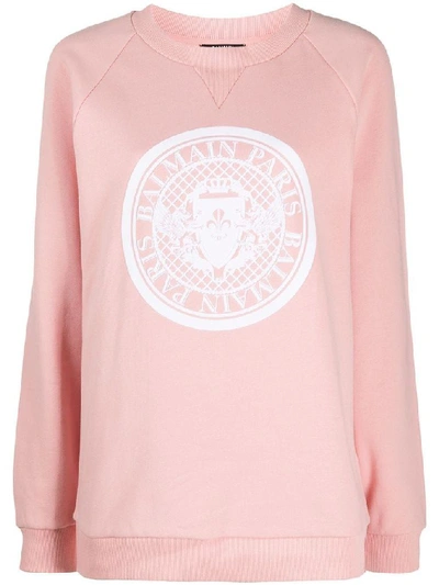 Balmain Pink Cotton Sweatshirt