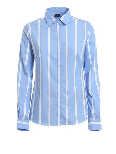 Fay Striped Shirt In Light Blue