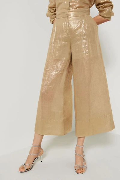 Marella Aretusa Laminated Trousers In Gold