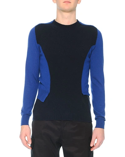 Alexander Mcqueen Bicolor Spliced Sweater In Blue