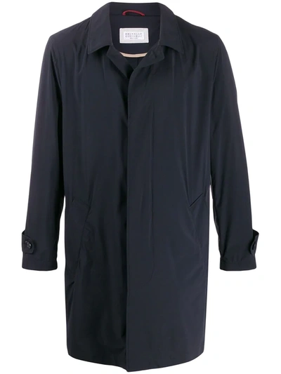 Brunello Cucinelli Super Light Bielastic Trench Coat In Blue