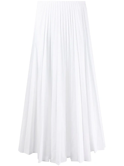 Valentino High-waisted Pleated Midi Skirt In White