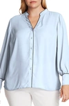 Vince Camuto Piped Button-up Shirt In Crystal Waters
